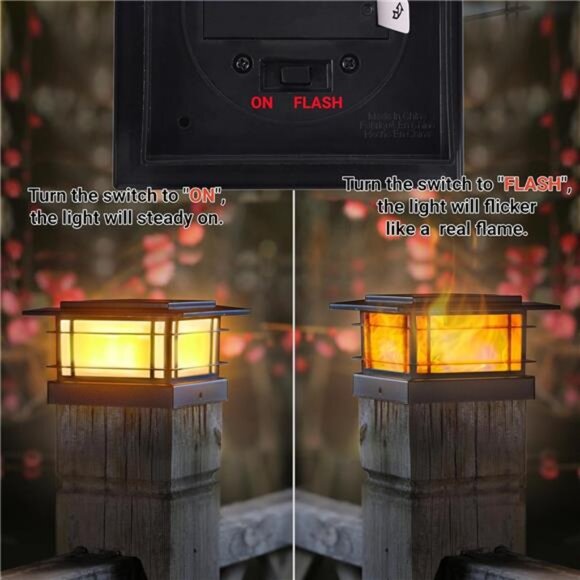 8 Pack Solar Post Cap Lights Outdoor with Flickering Flame Light, Fence Post - Picture 5 of 7